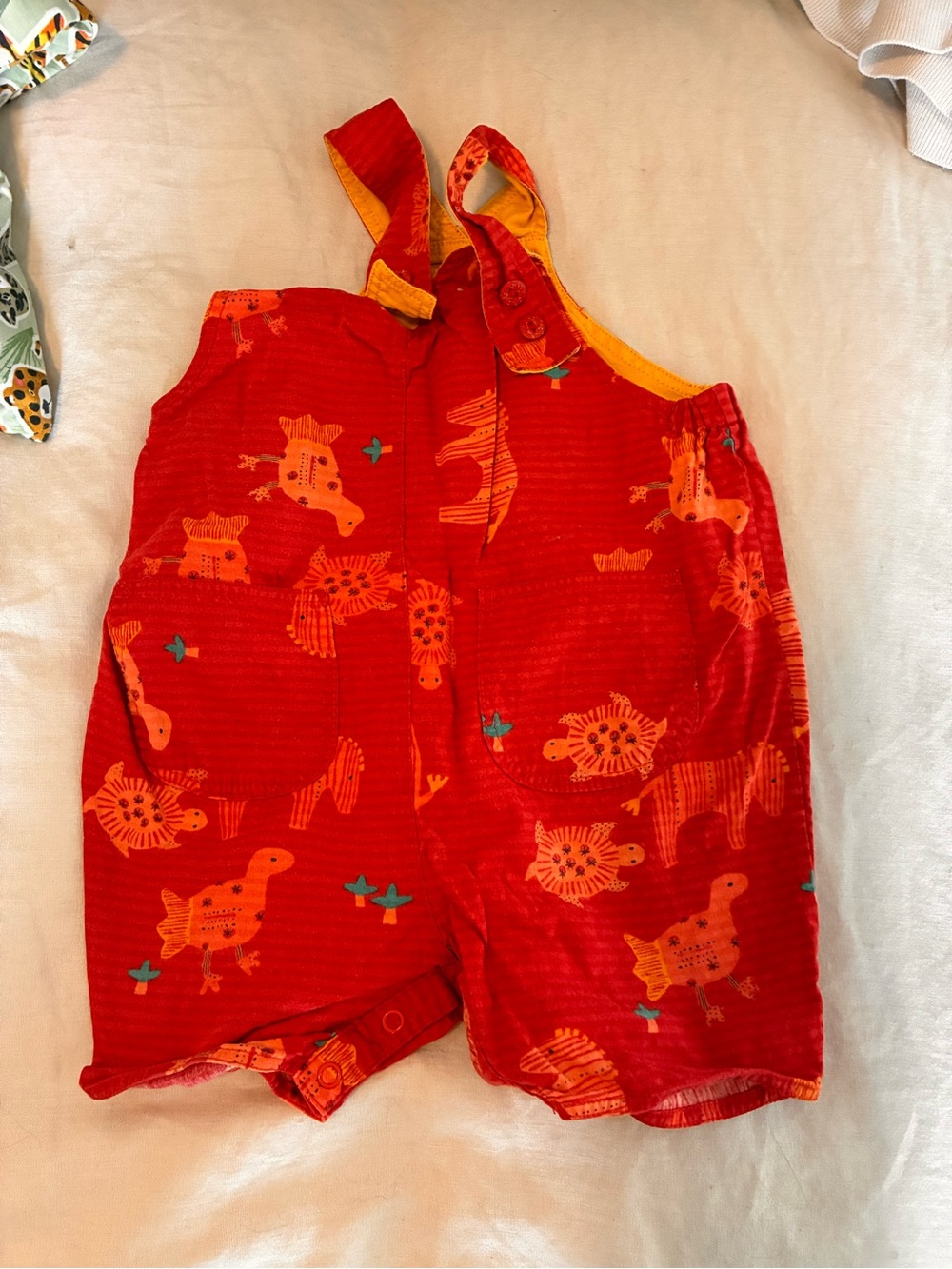 Vintage Red and Orange Animal Print One-Piece Bodysuit